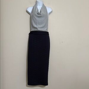 Bill Hallman Elegant Gray and Black Women's maxi dress S cocktail casual event